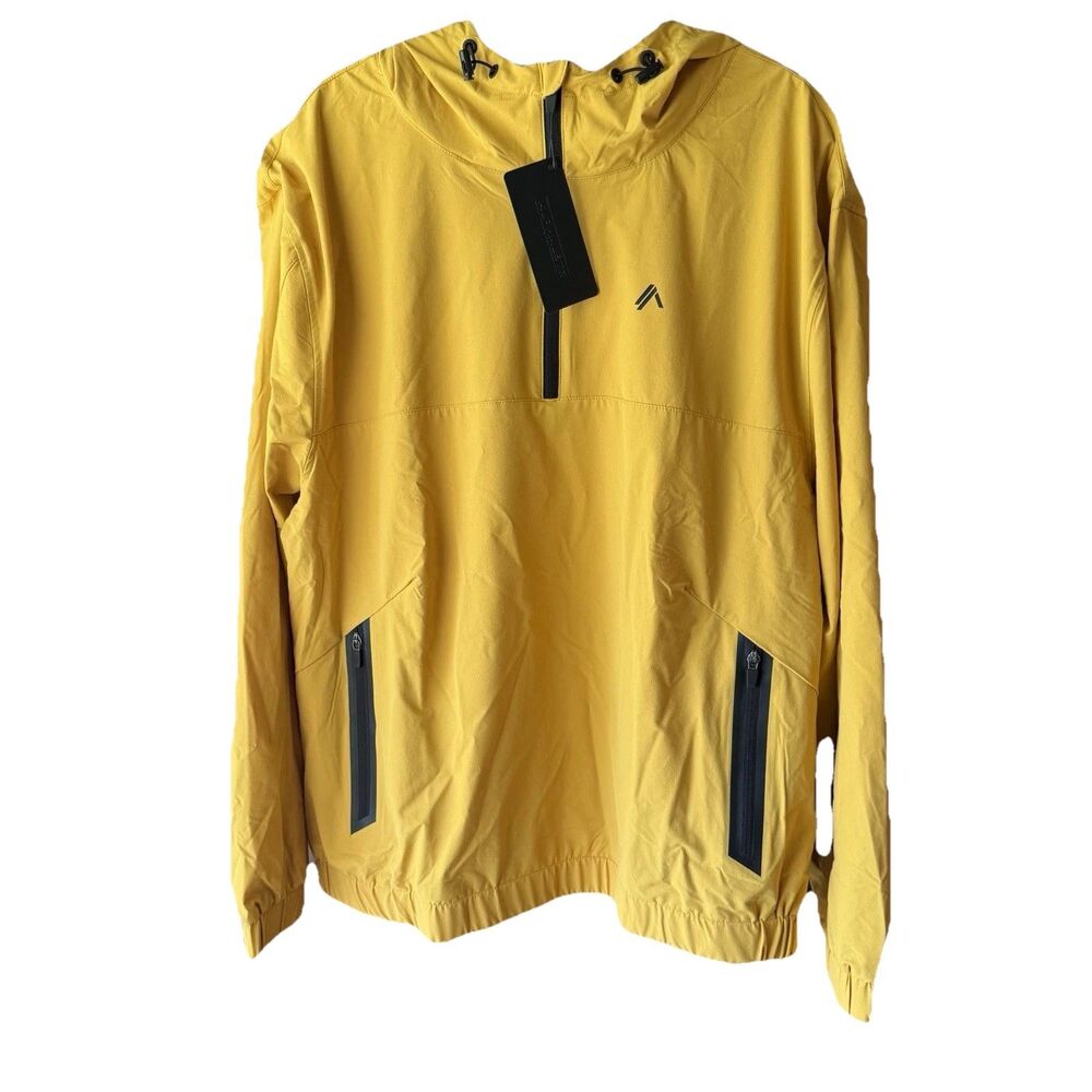 Alphalete EXP Tech Windbreaker Jacket Size XL Exotic Yellow Hooded 1/4 Zip NWT